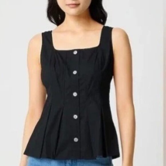 J. Crew Sleeveless Button-Up Peplum Top in Black - Picture 1 of 4